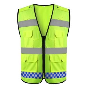 ZH | 100% polyester multi pocket grid reflective class 3 safety vest