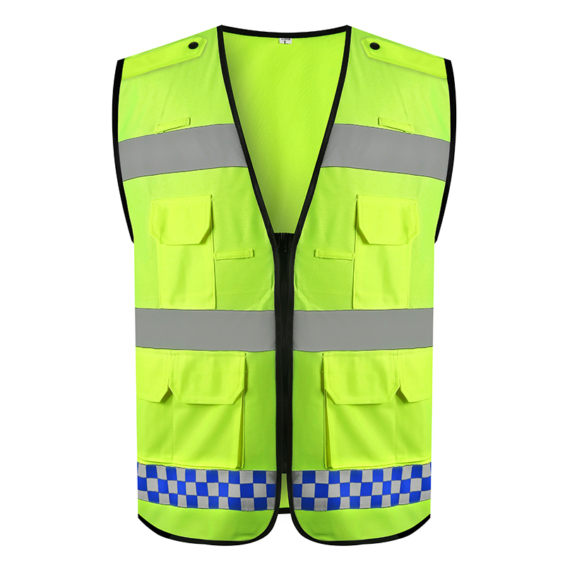 ZH | 100% polyester multi pocket grid reflective class 3 safety vest