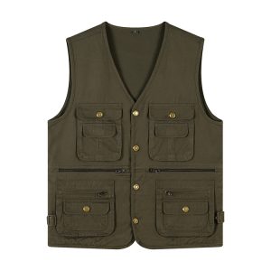 WJ01 | 100% cotton 4 colors custom logo photography fishing copper buckle vest