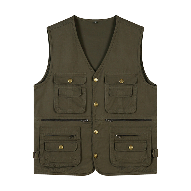 WJ01 | 100% cotton 4 colors custom logo photography fishing copper buckle vest