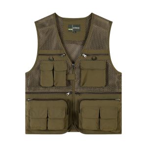 WJ65 | 100% cotton 7 color unisex custom logo photography fishing vest