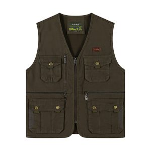 WJ202 | 100% cotton 4 color unisex custom logo fishing vest