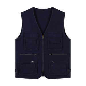 WJ11 | 100% cotton custom logo photography fishing zipper vest
