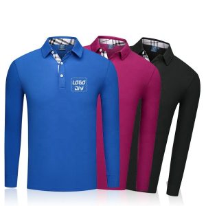 100% Cotton High Quality Polo T-Shirt Custom Embroidery Sport Long Sleeve
