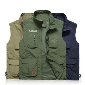 Matching Color Work Vest | Men's Cotton Multi-Pocket Reflective Waistcoat