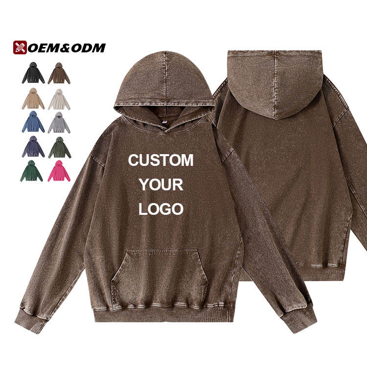 Custom Men's Sweatshirts Oversized Retro Acid-washed Hoodies High-quality Clothing Weighing