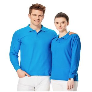 Custom Long Sleeve Polo Shirt Heavy 260g CVC Cotton Blank
