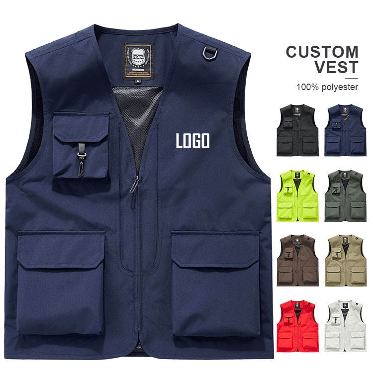Custom Multi-Pocket Hiking Vest | Men's Practical Fishing & Work Vest
