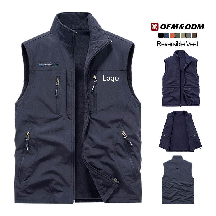 Reversible Fleece Vest | Quick-Dry Thin Cargo Vest for Men
