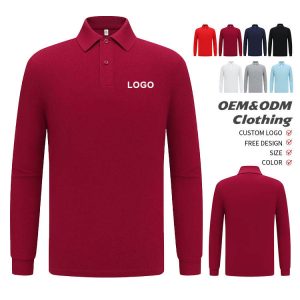 Factory Direct Long Sleeve Polo Shirt Solid Color Classic Workwear