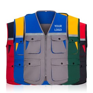 Matching Color Multi-Pocket Vest | Men's Reflective Cotton Vest for Outdoor