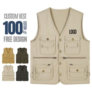Custom Cargo Vest | Men's Sleeveless Work Gilet with Pockets