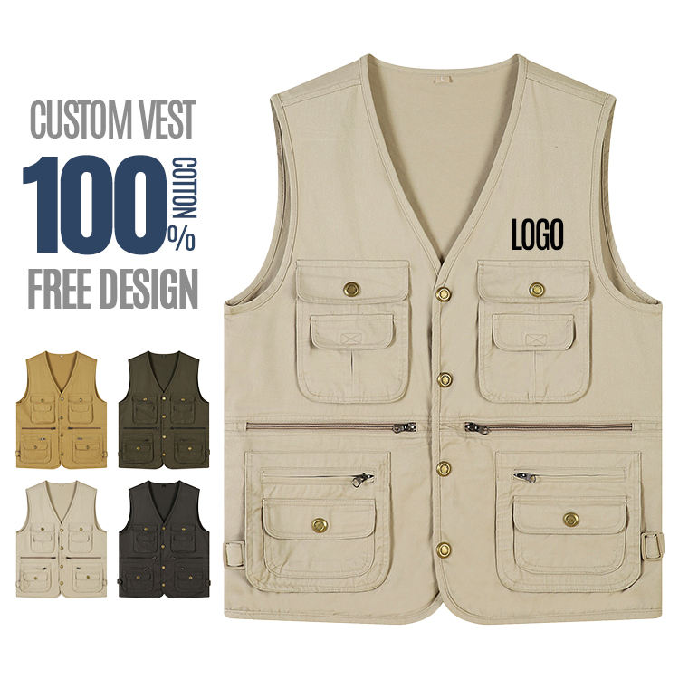 Custom Cargo Vest | Men's Sleeveless Work Gilet with Pockets