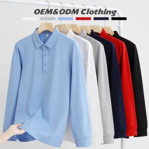 High End Men's Polo Shirt Long Sleeve Cotton Thickened Anti-wrinkle
