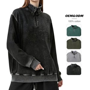 High Neck With Zipper Streetwear Men's Sweatshirts Quarter-Zip Hoodies for Streetwear and Gym Wear