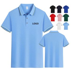 High Quality Polo Shirt 100% Cotton Jacquard Casual Short Sleeve Golf Top