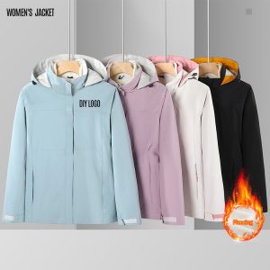 High Quality Windproof Windbreaker Jacket Women Custom LOGO Winter Outdoor Whit Fleece Warm Thick Windbreaker Jacket