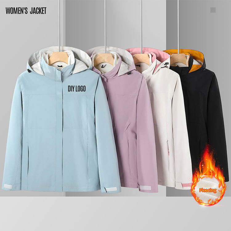 High Quality Windproof Windbreaker Jacket Women Custom LOGO Winter Outdoor Whit Fleece Warm Thick Windbreaker Jacket