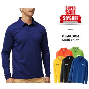 Hot Sale Custom Long Sleeve Polo Shirt Cheap Polyester Cotton Men's Wear