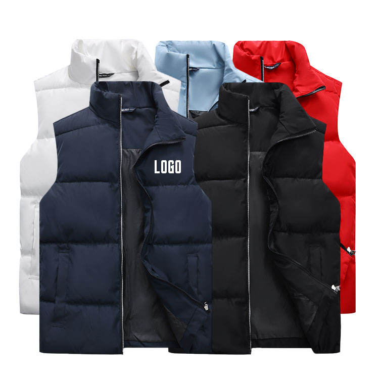 Custom Standing Collar Down Vest | Wholesale Waterproof Work Vest for Men