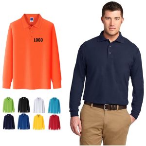 Men's Long Sleeve Polo Shirt Breathable Sports Cotton Polyester Wholesale