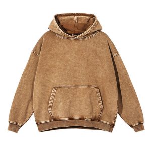 Men's Custom Oversize Stone Washed Distressed Hoodie Cotton French Terry Hooded Sweatshirt High Quality Pullover Hoodies for Men