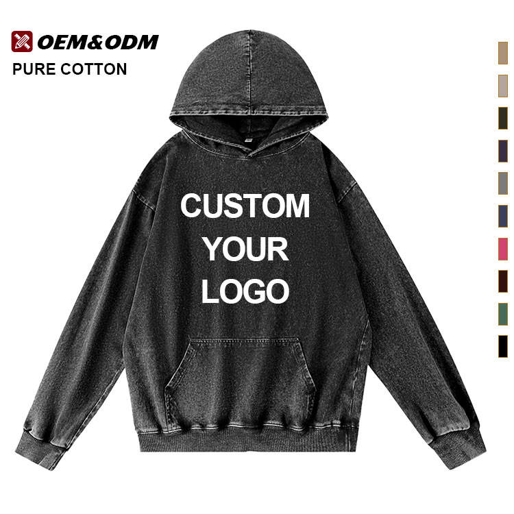 New Arrival ODM Distressed Sun Faded Hoodie 100% Cotton Full Zipper Heavyweight Acid Wash Vintage Street Hoodie