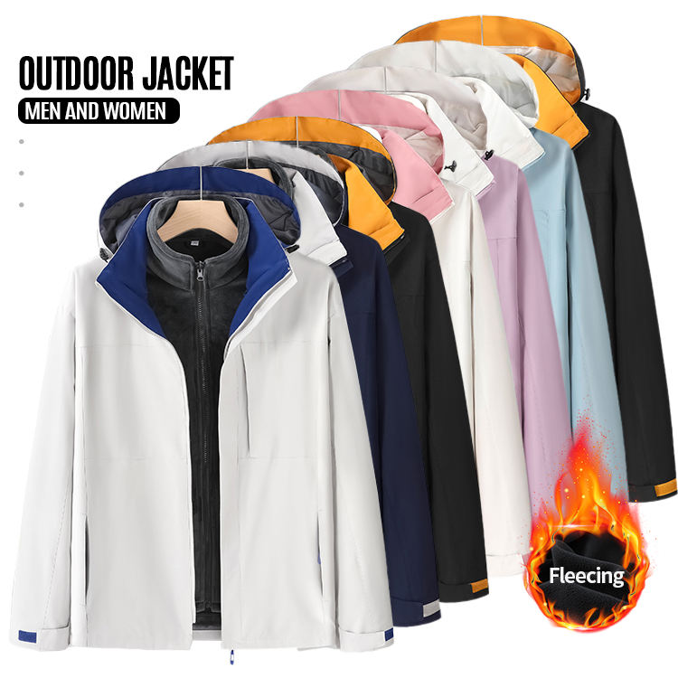 Men's Jackets Winter Outdoor Windproof Jacket 3 in 1 Clothing Zipper Closure Outdoor Waterproof Windproof Custom Women's Jackets