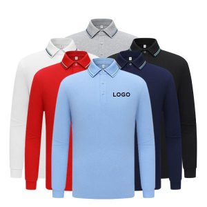 Men's Long Sleeve Polo Shirt Plus Size Cool Cotton Blank Plain Solid Tee