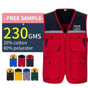 Custom Multi-Pocket Work Vest | Men's Reflective Cotton Matching Vest