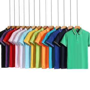 Navy Blue Polo T-Shirt Men's Cotton Collar Embroidery Logo