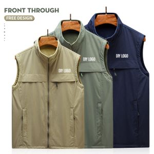 Sherpa Lined Polar Vest | Men's Cargo Work Vest with Turtleneck