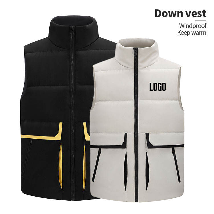 Custom Stand Collar Down Vest | OEM Windproof Winter Sleeveless Jacket