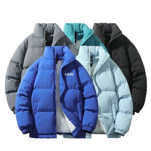 OEM Custom logo Zipper Down Jacket Men's Plus Size Thick Winter Stand up Collar Bubble Design Women's Jacket