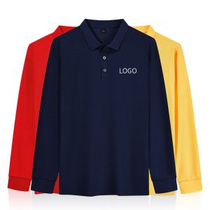 Custom Long Sleeve Polo Shirt Men's Plain Cotton Collar