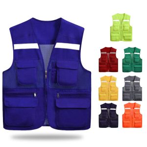 Custom Multi-Pocket Utility Vest | Men's Work Waistcoat for Fishing & Camping