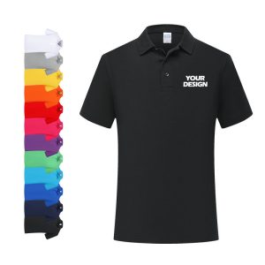 Wholesale Black Polo T-Shirt Sublimed White Printing Bulk Uniform