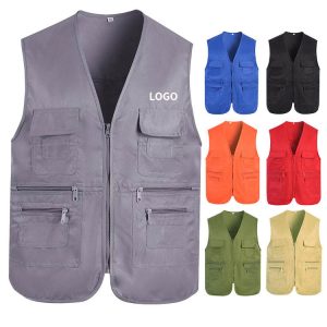Wholesale Custom Work Vest | Cheap Unisex Multi-Pocket Silk Screen Vest