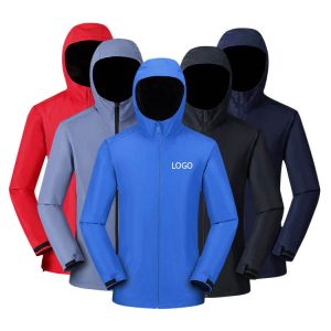 Wholesale High Quality Blank Windbreaker Jacket Custom LOGO Zipper Unisex Jacket for Outdoor Polyester Waterproof Windproof