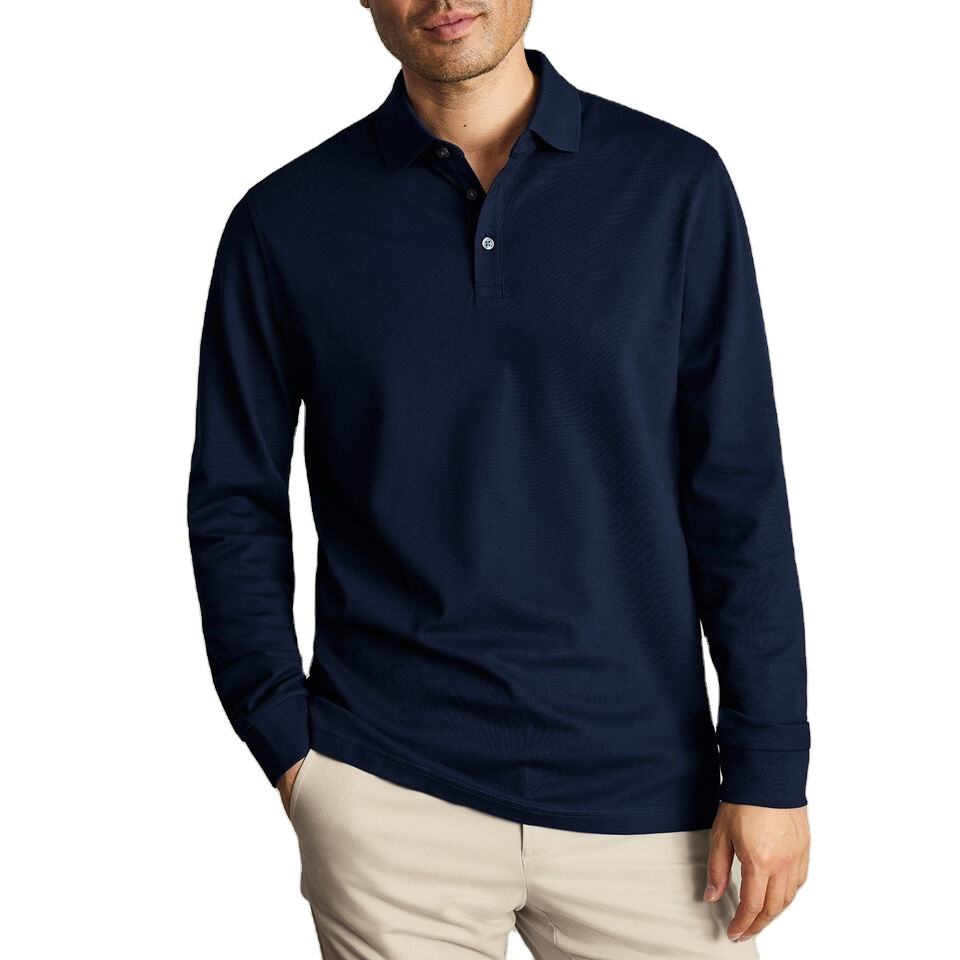 Wholesale Luxury Polo Shirt Pure Cotton Long Sleeve Custom Men's Wear*/